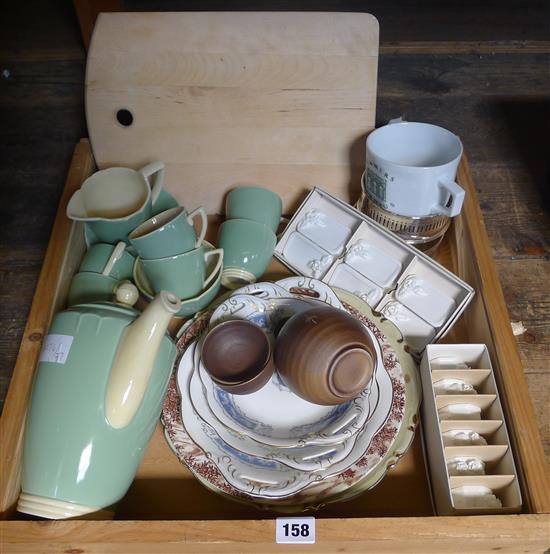 Green Deco coffee set mixed ceramics etc